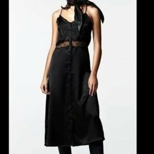 ZARA COMBINATION SLIP DRESS BLACK - Black